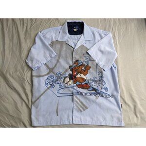 Vintage Raw Blue Shirt Blue Button Up Y2K 90s Basketball Mens Size 3XL